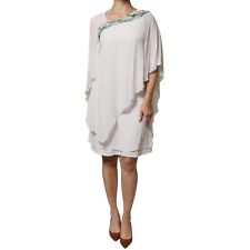 Abito BLUMARINE bianco ricamo floreale viscosa chiffonShift IT44/US10/L 1040usd