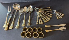 Vintage Royal Albert OLD COUNTRY ROSES anelli tovagliolo tono oro e servizio posate