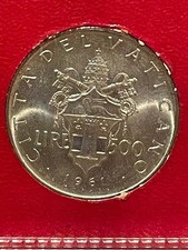 Moneta VATICANO 500 Lire 1961 PAPA GIOVANNI XXIII ARGENTO FDC