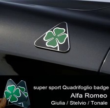 Kit 2 Stemmi Dx+Sx Logo Fregio Quadrifoglio Verde Alfa Romeo IN METALLO