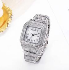 Hip Hop Orologi Quadrati per Uomo Lusso Iced Out Watch Cristalli Diamante