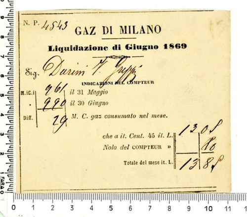 Ricevuta pagamento gas milano - ricevuta,