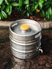 Contenitore Inox Fusto ex Birra Riadattato x aceto Olio ecc. con Rubinetto Leggi