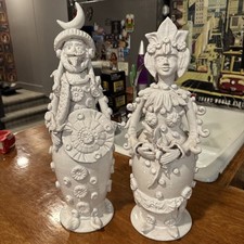 Paladino Bianco in Ceramica Siciliana Set Uomo e Donna - Raro Originale 