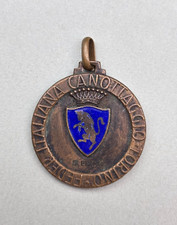 ANTICA MEDAGLIA BRONZO E SMALTO ITALIA CANOTTAGGIO TORINO III PREMIO ANNI 30 40