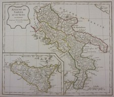 CARTE ANCIENNE ITALIE NAPLES SICILE VAUGONDY DELAMARCHE GRAVURE ITALIA