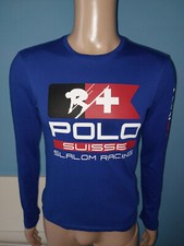 T SHIRT UOMO BLU MARCA POLO RALPH LAUREN MANICA LUNGA TAGLIA XS 100% COTONE