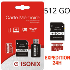 Carte Mémoire Micro sd 32/64/128/ Go 100 ℅ Réel Capacité Et Class 10 +Adaptateur