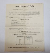 depliant pubblicitario ANTIFRIGOR anticongelante per radiatori auto, anteguerra