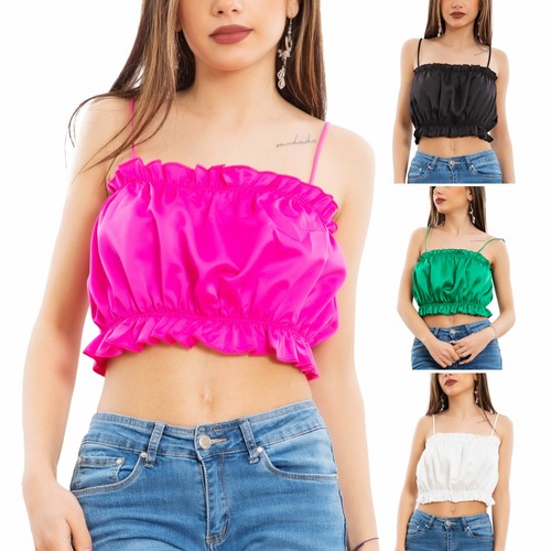 Crop top donna raso arricciato