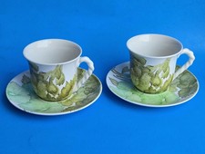 Coppia tazze e piattini Ernestine Salerno firmati Italia motivo cavolo floreale 885V usati in ottime condizioni