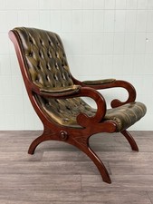 Poltrona Artigianale Italiana In Legno E Pelle Realizzata In Stile Antico