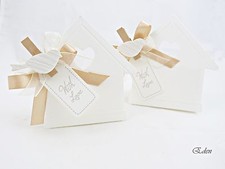 SCATOLA PORTACONFETTI CASA BIANCA MATRIMONIO NOZZE SCATOLINA SEGNAPOSTO CUORE