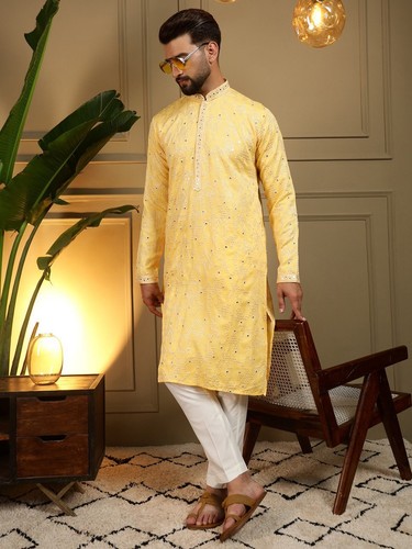 Fashnixy kurta uomo giallo - kurta,
