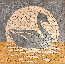 CIGNO CON LA LUNA - ROSONE MOSAICO ANTICATO, Interni ed Esterni 60X60X1 cm