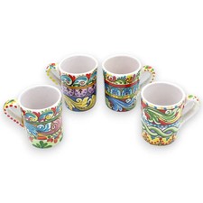 Tazza con manico, in ceramica Caltagirone, h 10 cm ca. (1Unità) decoro barocco m