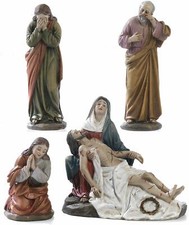 Set 4 Statue Deposizione di Gesù dalla Croce Presepe Pasquale, Resina cm13 Paben