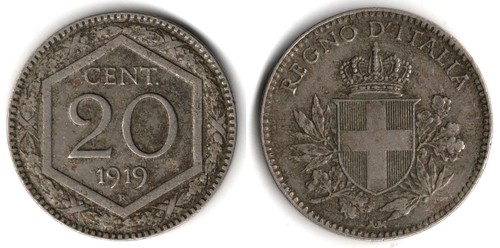 Italia centesimi 1919 - italia, 20