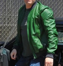 Giubbotto pelle bomber verde