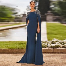 Abito sirena sposo madre della sposa mantello pizzo applicazioni matrimonio ospite abiti