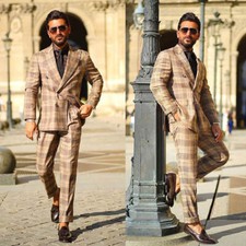 Men's Peak Lapel Check Suit