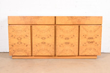 Milo Baughman Style Burl Wood