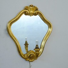 Applique a ventolina ad una fiamma Cornice dorata con specchio in stile Luigi XV