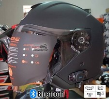 CASCO JET CON INTERFONO BLUETOOTH ORIGINE PALIO BT 2.0 NERO OPACO TG M