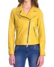 Giacca biker donna gialla vera