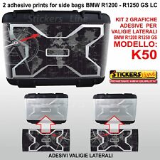 2 Adesivi valigie vario BMW R1200 R1250 GS Planisfero Bussola K50 dal 2013 BLK