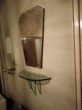 Consolle in Vetro da muro Vintage con Specchio Design Modernariato