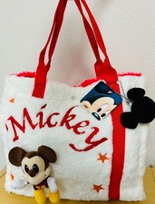 Borsa Disney Topolino stella pelliccia tote bag bordo rosso ricamato nuova