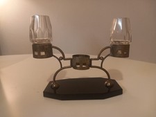 Vaso Art Nouveau Liberty antico in ottone e cristallo (calamaio?)