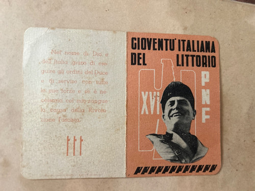 Tessera iscrizione gioventu - tessera, gioventu'