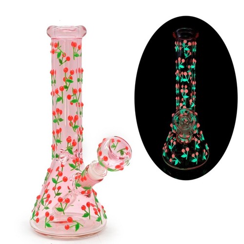 Pink cherry glass bong - 10",