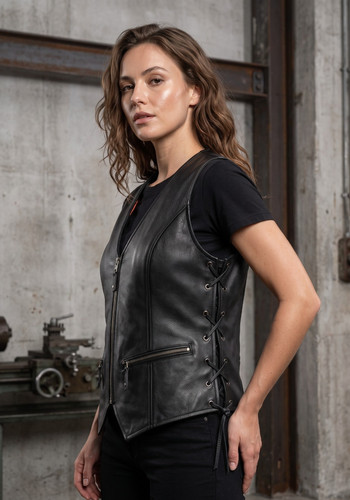 Gilet donna vera pelle nero