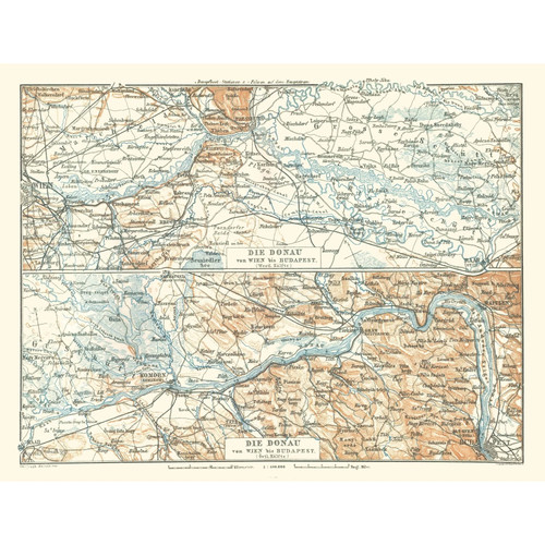 Mappa storica europa danubio - mappa,