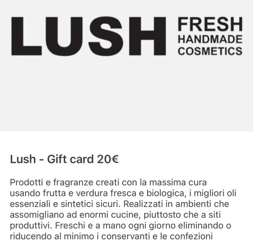 Gift card lush euro - 20,