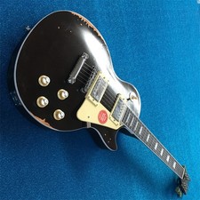 Chitarra elettrica vintage marrone leggermente invecchiata LP pickup HH parti cromate senza marchio
