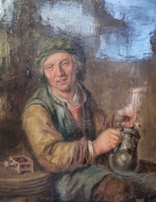 dipinto antico olio su tavola scuola tedesca metà XVIII ° Secolo 