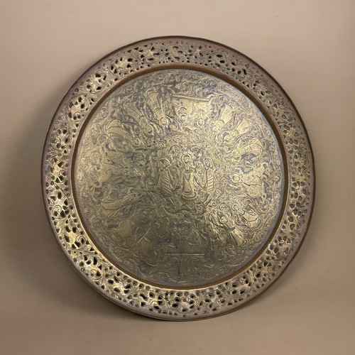 Vassoio indiano metallo ottone