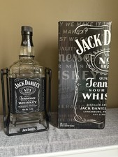 Jack Daniels Bottiglia 3 Litri in Altalena Porta Versatore Culla Metallo con Scatola - NUOVO!