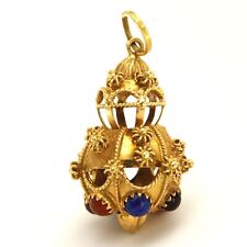 Ciondolo pendente italiano vintage 18 kt 750 vero oro giallo massiccio e LAPIS Sputnik