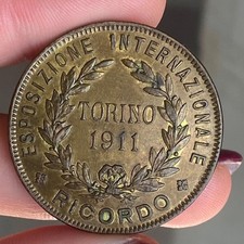 MEDAGLIA RICORDO ESPOSIZIONE INTERNAZIONALE TORINO 1911 BRONZO DORATO
