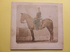 Fotografia. Albumina colorata. Militare a cavallo (Accademia Militare Modena?).