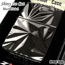 Accendino a olio Zippo Armor Shiny Ice Cut in ottone nichel nero lavorazione ...