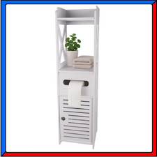 Mobiletto da Bagno Salvaspazio con Porta Carta Igienica Bianco 80x20x21cm