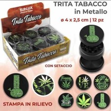 z Set 12 Pezzi Tritatabacco In Metallo Con Setaccio Stampe In Rilievo