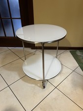 Tavolino rotondo su rotelle Ikea Strind vetro e metallo vintage fuori produzione