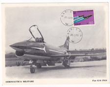 FIAT G 91 PAN AERONAUTICA MILITARE- FOTO COMMEMORATIVA 1973 CON FRANCOBOLLO